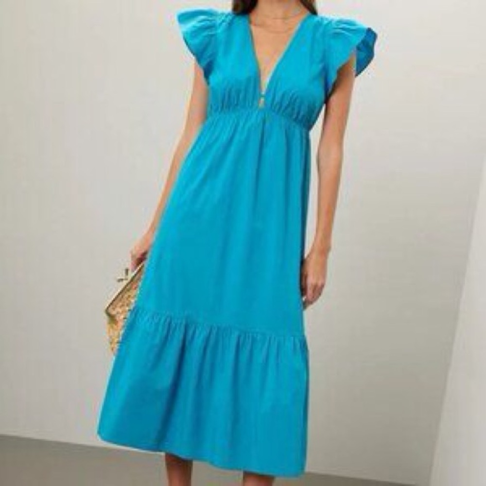Rails Vibrant Blue Ruffle Sleeve Dress